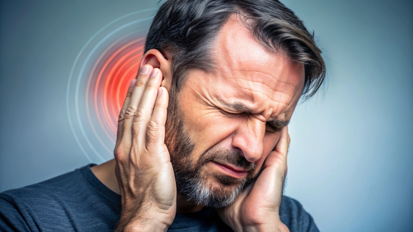 Homem com zumbido no ouvido, para falar se tem cura